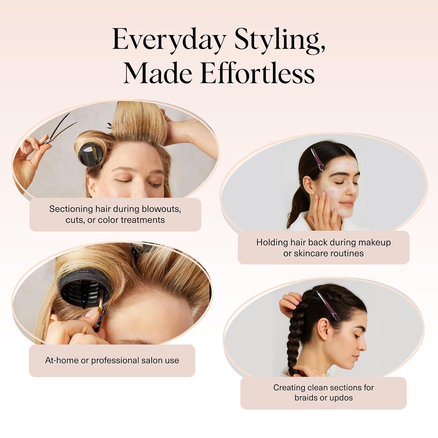 imageKitsch Professional Alligator Clips for Hair Styling  35quot Aluminum Hair Sectioning Clips for Salon ampamp Makeup Application  Ideal Gifts for Women  Rose Gold 6 PcsIridescent