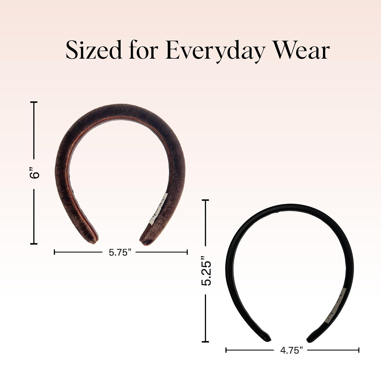 imageKitsch Recycled Fabric Satin ampamp Velvet Headbands for Women Non Slip  Soft Stretchy and Lightweight  Plush Velvet ampamp Smooth Satin Headbands for Girls  Black ampamp Chocolate 2pc SetBlack  Chocolate