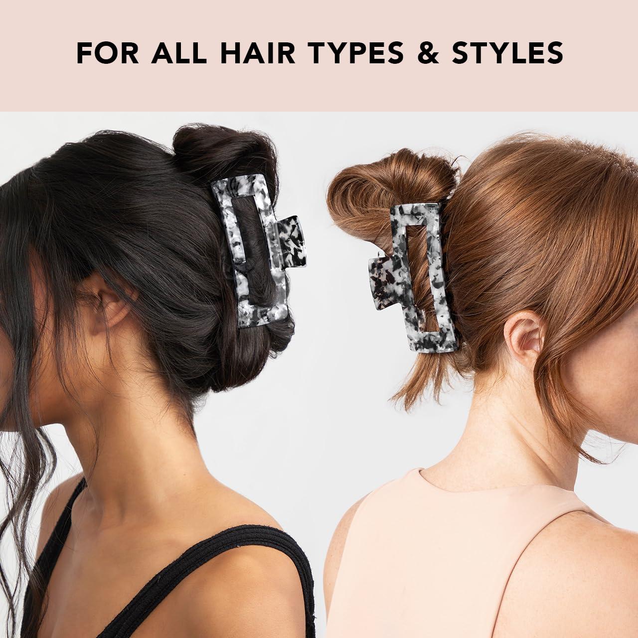 imageKitsch Recycled Plastic Large Claw Clip Big Open Shape Hair Clips for Women Large Hair Claw Clips ampamp Jaw Clips Big Claw Clips for Thick Hair 1pc BlackBlack