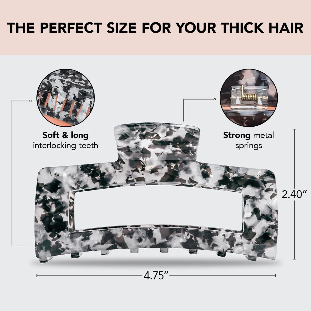 imageKitsch Recycled Plastic Large Claw Clip Big Open Shape Hair Clips for Women Large Hair Claw Clips ampamp Jaw Clips Big Claw Clips for Thick Hair 1pc BlackBlack