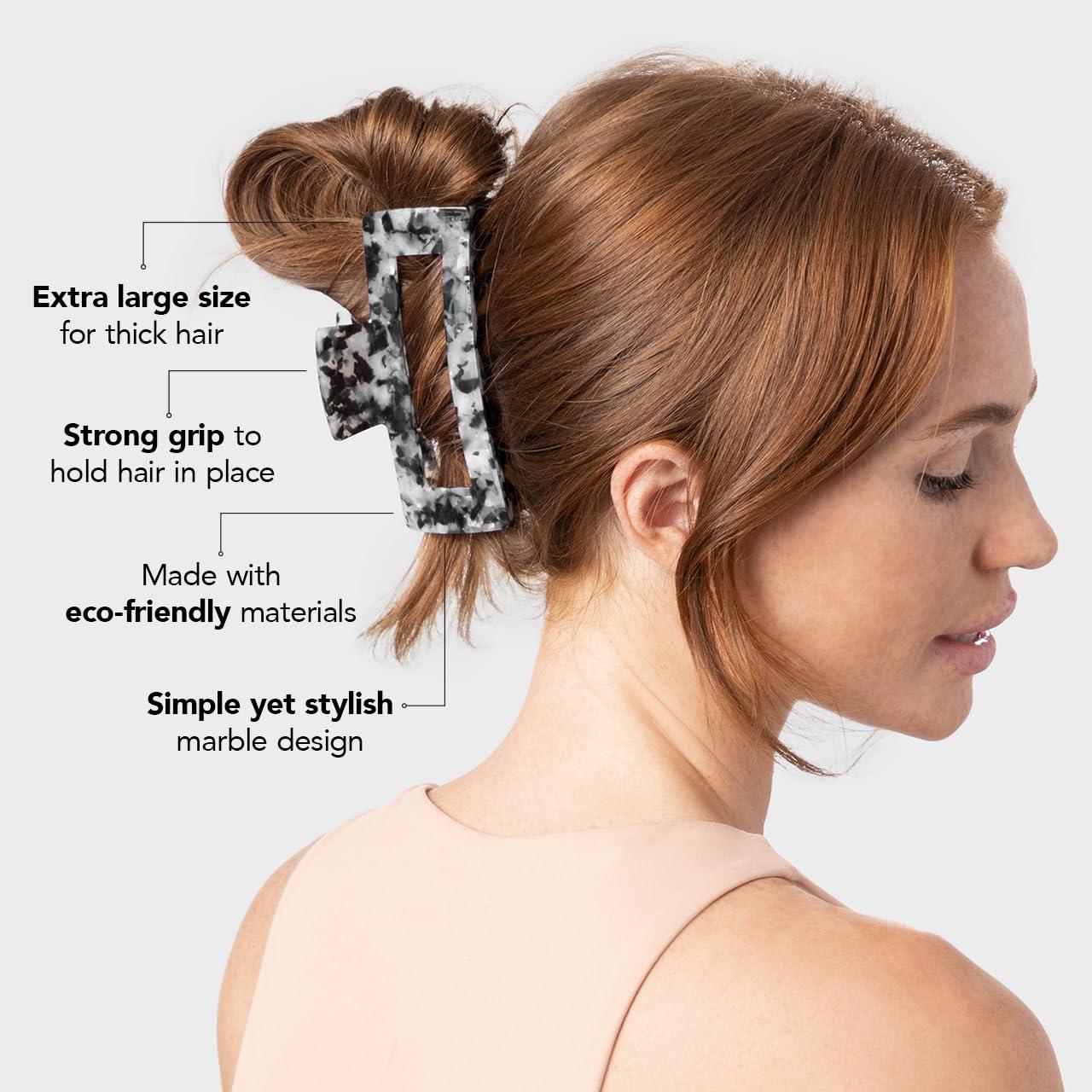 imageKitsch Recycled Plastic Large Claw Clip Big Open Shape Hair Clips for Women Large Hair Claw Clips ampamp Jaw Clips Big Claw Clips for Thick Hair 1pc BlackBlack