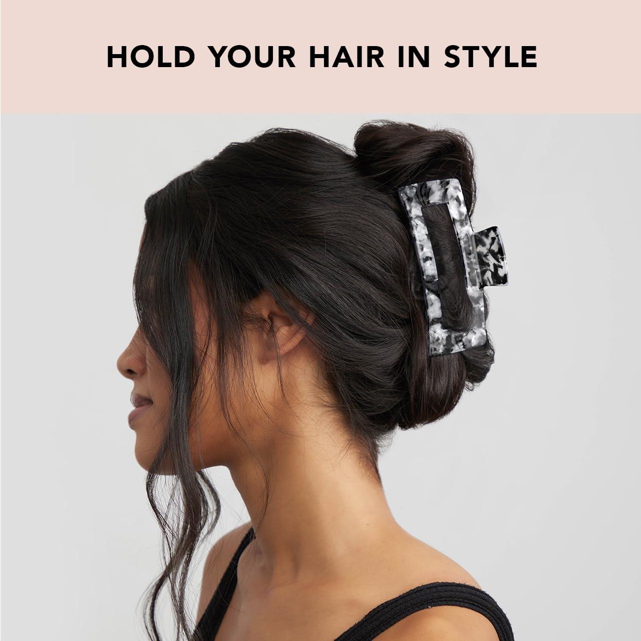 imageKitsch Recycled Plastic Large Claw Clip Big Open Shape Hair Clips for Women Large Hair Claw Clips ampamp Jaw Clips Big Claw Clips for Thick Hair 1pc BlackBlack