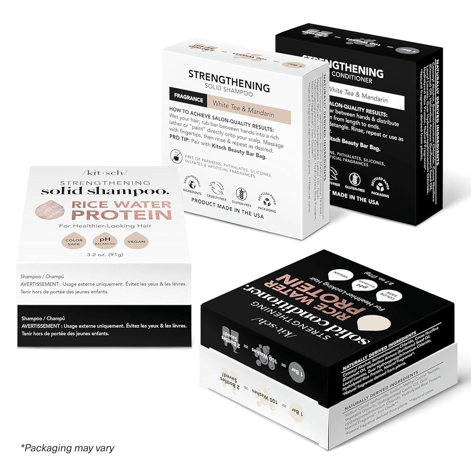 imageKitsch Rice Water Protein Solid Shampoo and Conditioner Set for Hair Growth  Strengthening Hair Care Duo wRice Protein ampamp Vitamins for Damage Repair  Paraben Sulfate ampamp Silicone Free Made in USA
