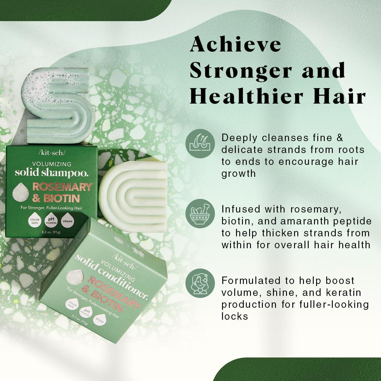 imageKitsch Rosemary ampamp Biotin Shampoo and Conditioner Set for Hair Growth  Strengthening Thickening ampamp Volumizing Shampoo and Conditioner Bar  Paraben Sulfate ampamp Silicone Free  Made in USA  2 pack