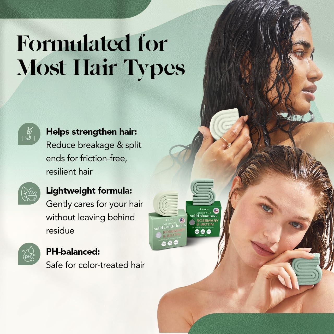 imageKitsch Rosemary ampamp Biotin Shampoo and Conditioner Set for Hair Growth  Strengthening Thickening ampamp Volumizing Shampoo and Conditioner Bar  Paraben Sulfate ampamp Silicone Free  Made in USA  2 pack