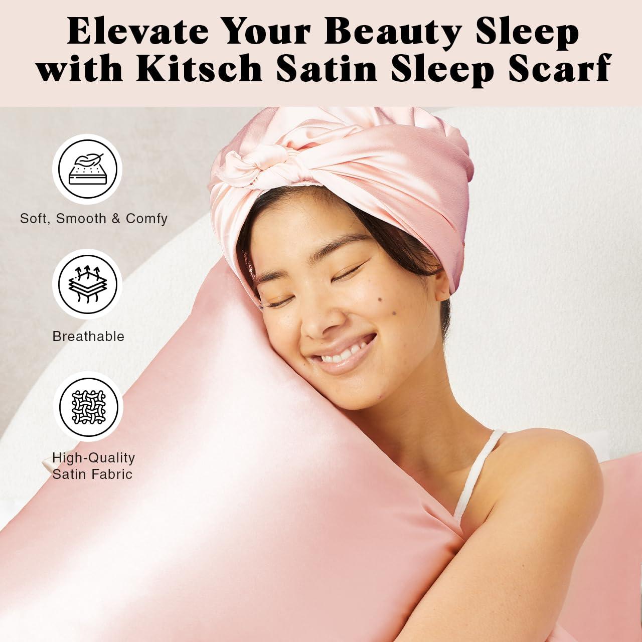 imageKitsch Satin Head Scarf  MultiWay Scarf  Stylish Bandana for Women Satin Bonnet for Sleeping ampamp Hair Wrapping at Night  Blush
