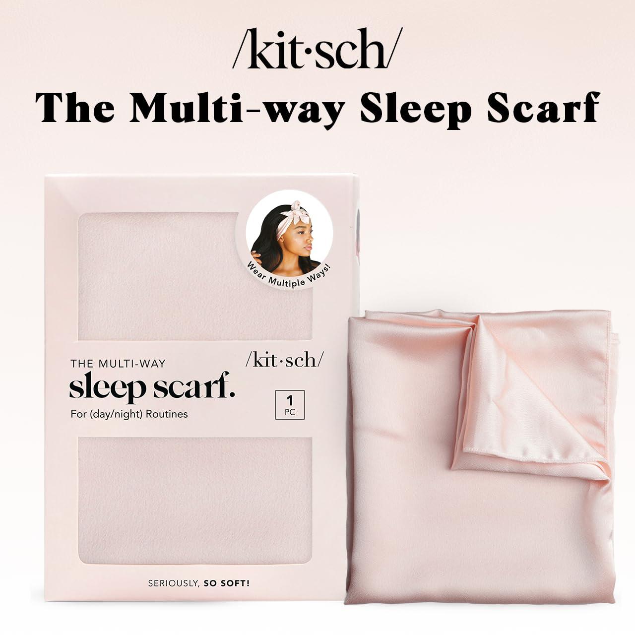 imageKitsch Satin Head Scarf  MultiWay Scarf  Stylish Bandana for Women Satin Bonnet for Sleeping ampamp Hair Wrapping at Night  Blush