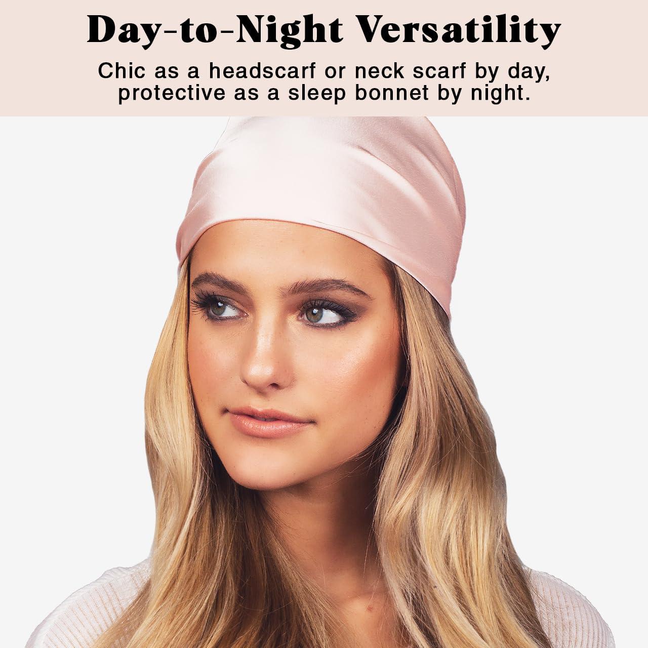 imageKitsch Satin Head Scarf  MultiWay Scarf  Stylish Bandana for Women Satin Bonnet for Sleeping ampamp Hair Wrapping at Night  Blush