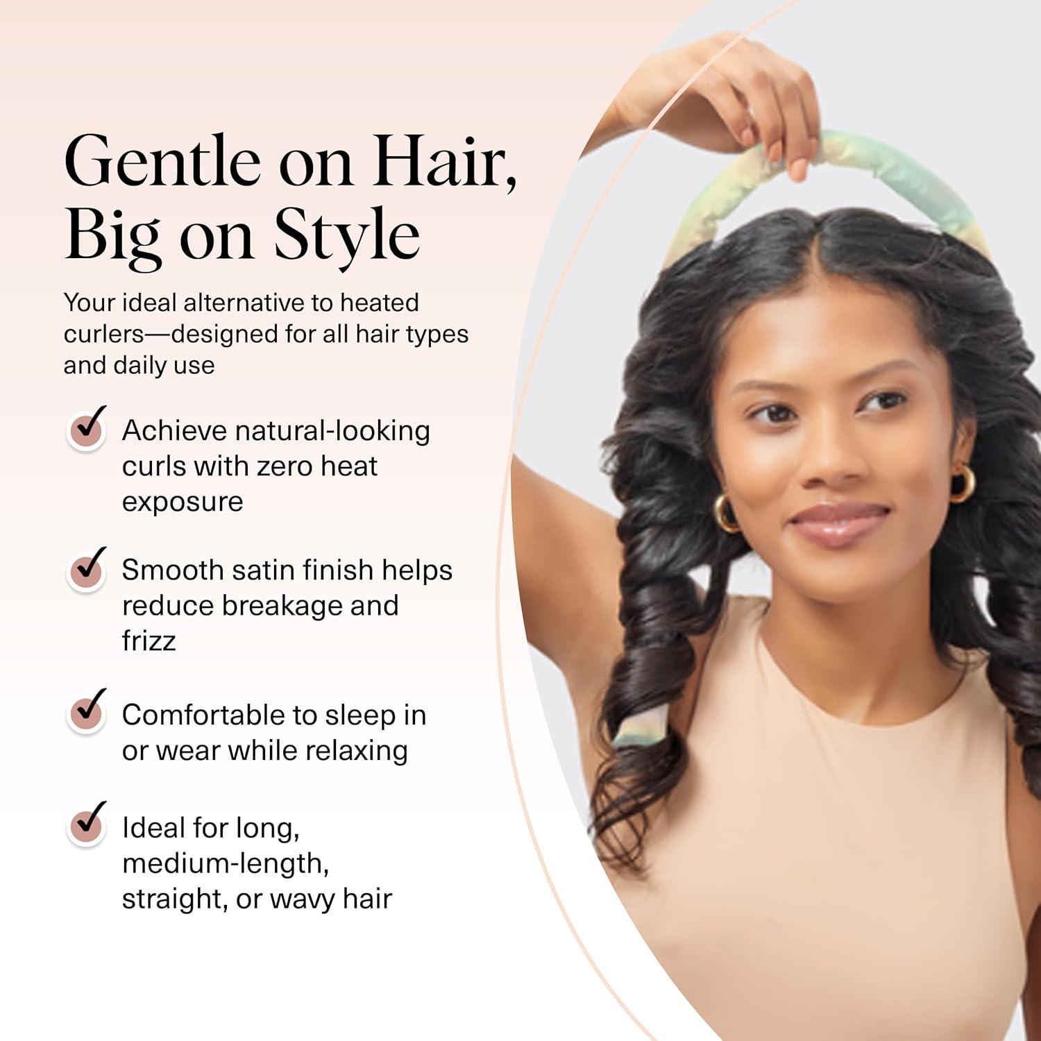 imageKitsch Satin Heatless Curling Set  Heatless Curls Overnight with 34quot Hair Curler ampamp 2 Satin Scrunchies  Comfortable Hair Curlers to Sleep In for FrizzFree No Heat Damage Styling  Sunset Tie Dye03 Aura