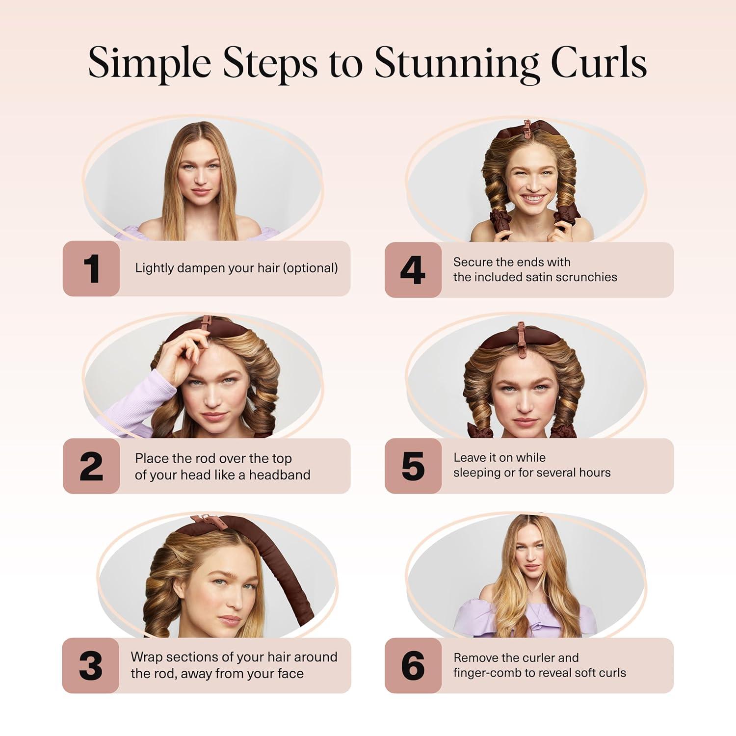 imageKitsch Satin Heatless Curling Set  Heatless Curls Overnight with 34quot Hair Curler ampamp 2 Satin Scrunchies  Comfortable Hair Curlers to Sleep In for FrizzFree No Heat Damage Styling  Sunset Tie Dye04 Chocolate