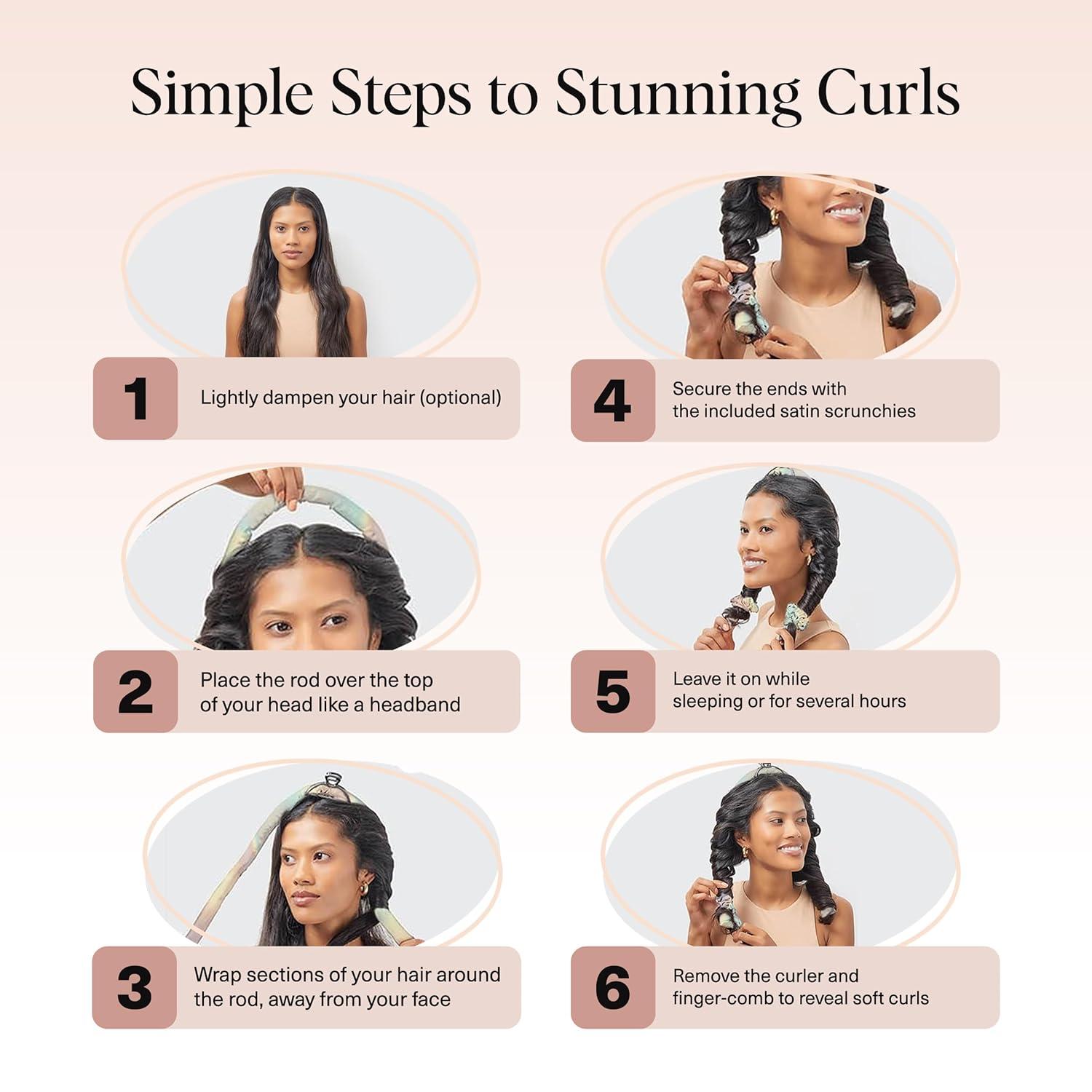 imageKitsch Satin Heatless Curling Set  Heatless Curls Overnight with 34quot Hair Curler ampamp 2 Satin Scrunchies  Comfortable Hair Curlers to Sleep In for FrizzFree No Heat Damage Styling  Sunset Tie Dye03 Aura