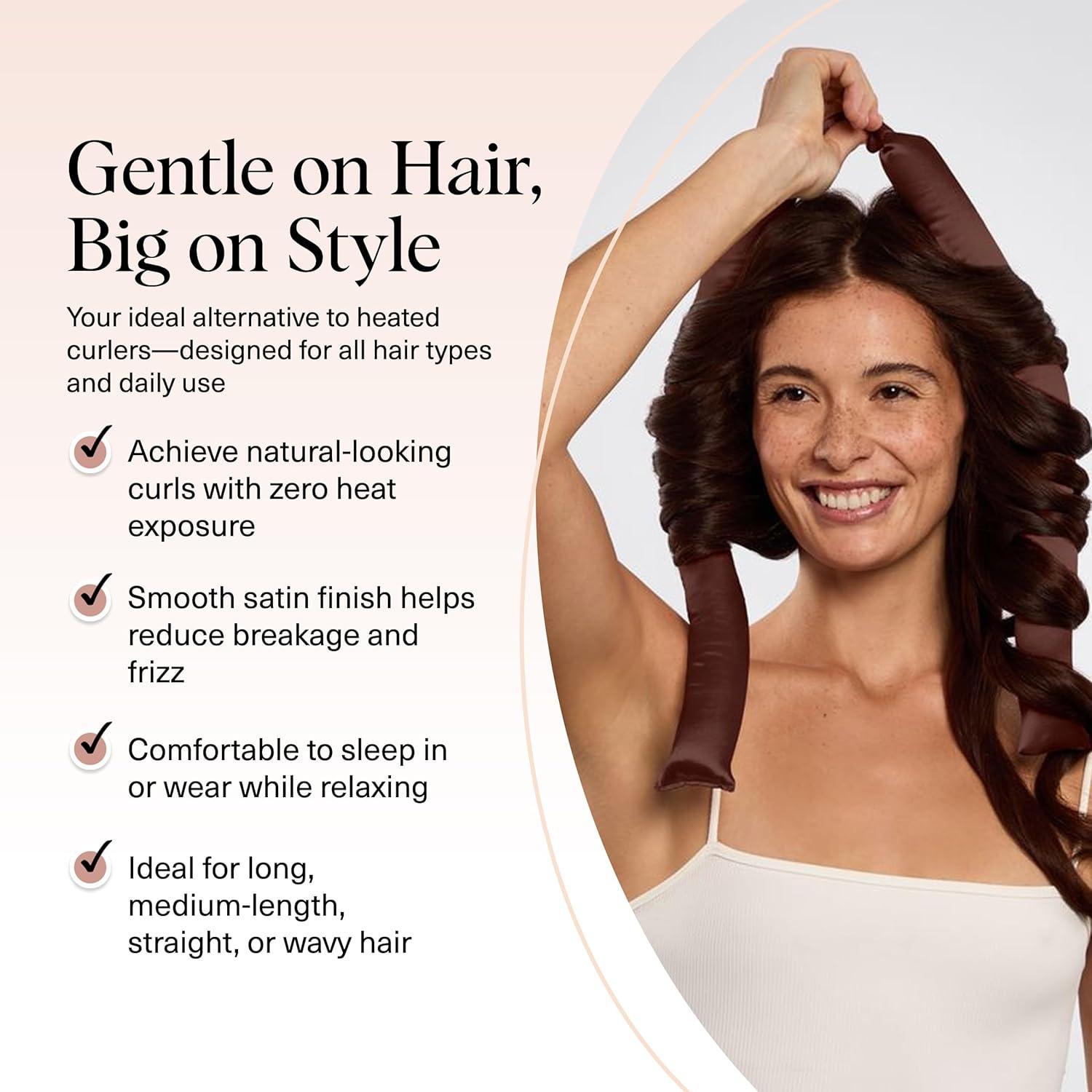 imageKitsch Satin Heatless Curling Set  Heatless Curls Overnight with 34quot Hair Curler ampamp 2 Satin Scrunchies  Comfortable Hair Curlers to Sleep In for FrizzFree No Heat Damage Styling  Sunset Tie Dye04 Chocolate