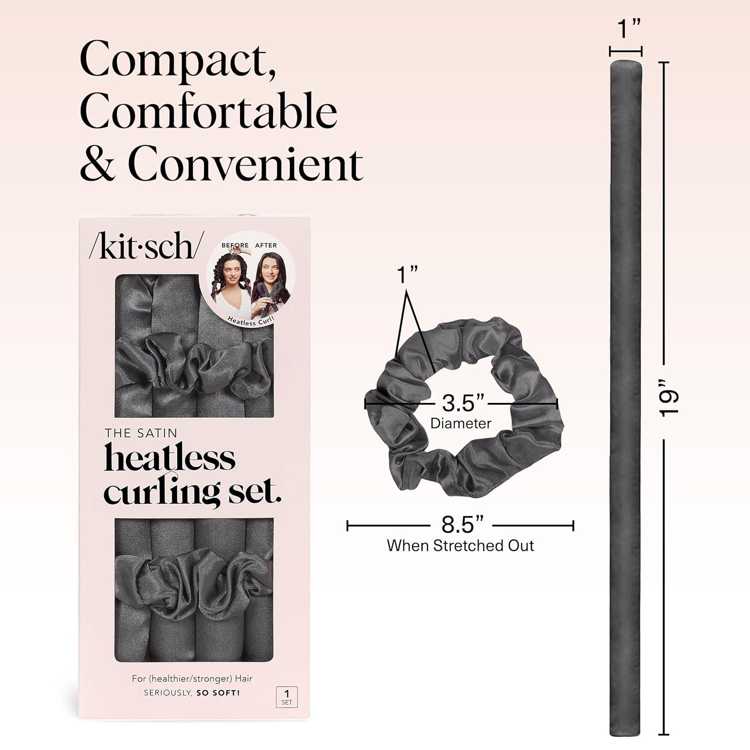 imageKitsch Satin Heatless Curling Set  Heatless Curls Overnight with 34quot Hair Curler ampamp 2 Satin Scrunchies  Comfortable Hair Curlers to Sleep In for FrizzFree No Heat Damage Styling  Sunset Tie Dye02 Charcoal