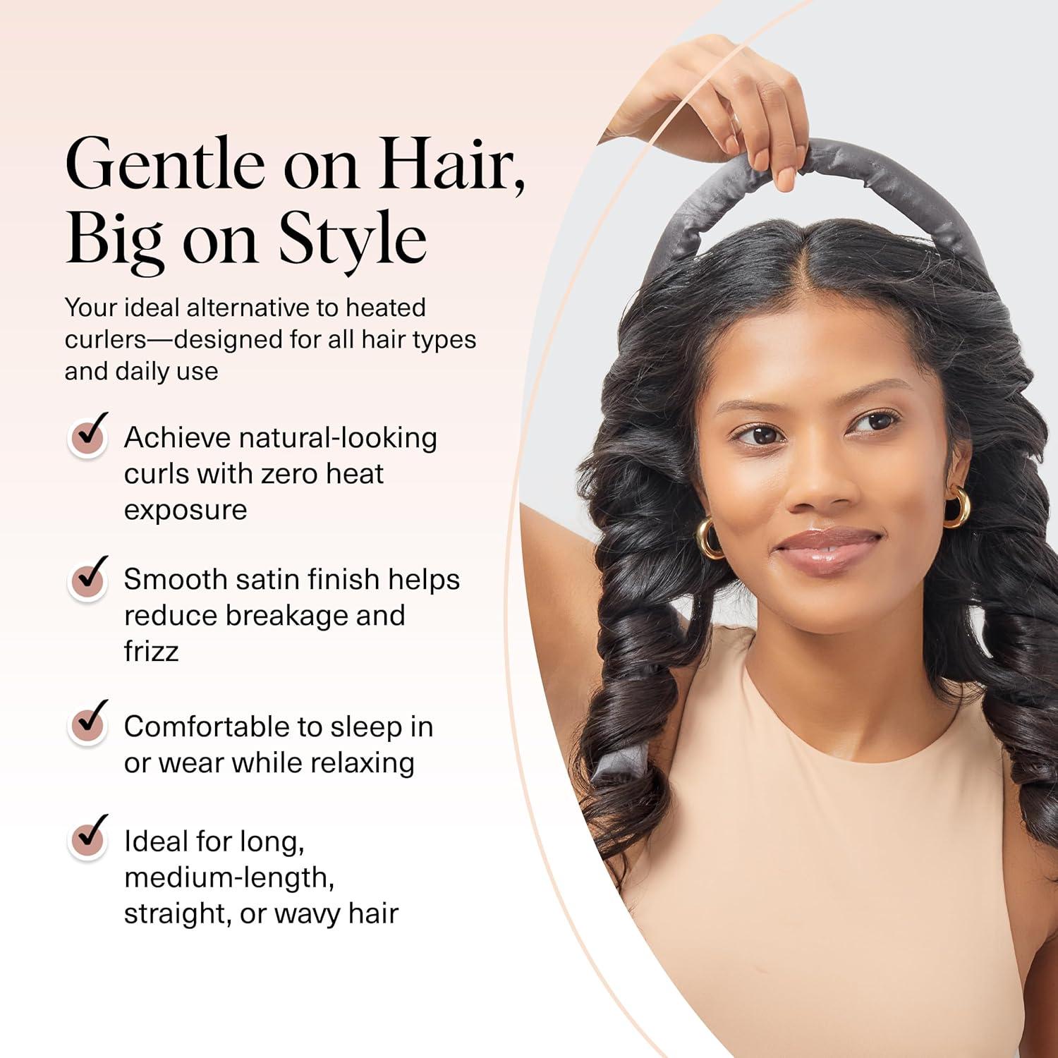 imageKitsch Satin Heatless Curling Set  Heatless Curls Overnight with 34quot Hair Curler ampamp 2 Satin Scrunchies  Comfortable Hair Curlers to Sleep In for FrizzFree No Heat Damage Styling  Sunset Tie Dye02 Charcoal