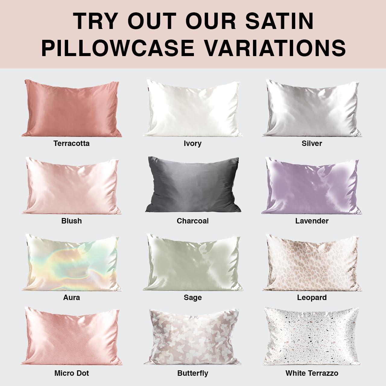 imageKitsch Satin Pillowcase with Zipper for Hair ampamp Skin  Softer Than Silk Machine Washable WrinkleFree  QueenStandard 19x26 with Satin Scrunchie NoDamage Silk Hair Tie  AuraHoliday Aura