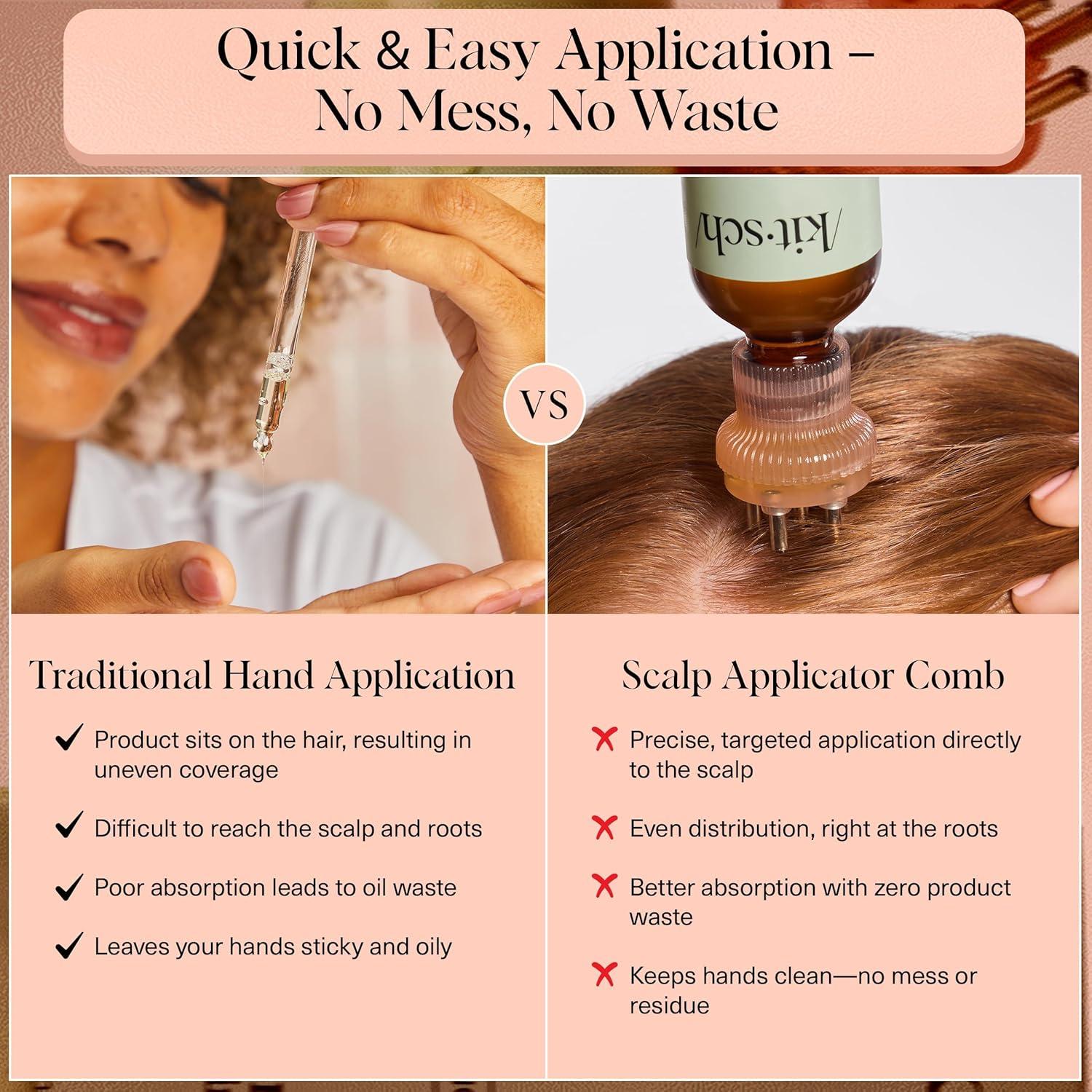 imageKitsch Scalp ampamp Hair Oil Applicator  Stainless Steel Bristles Scalp Oil Applicator for Even Distribution MessFree Oiling ampamp Head Massager Scalp  Precision Hair Care Tool for Roots ampamp All Hair Types