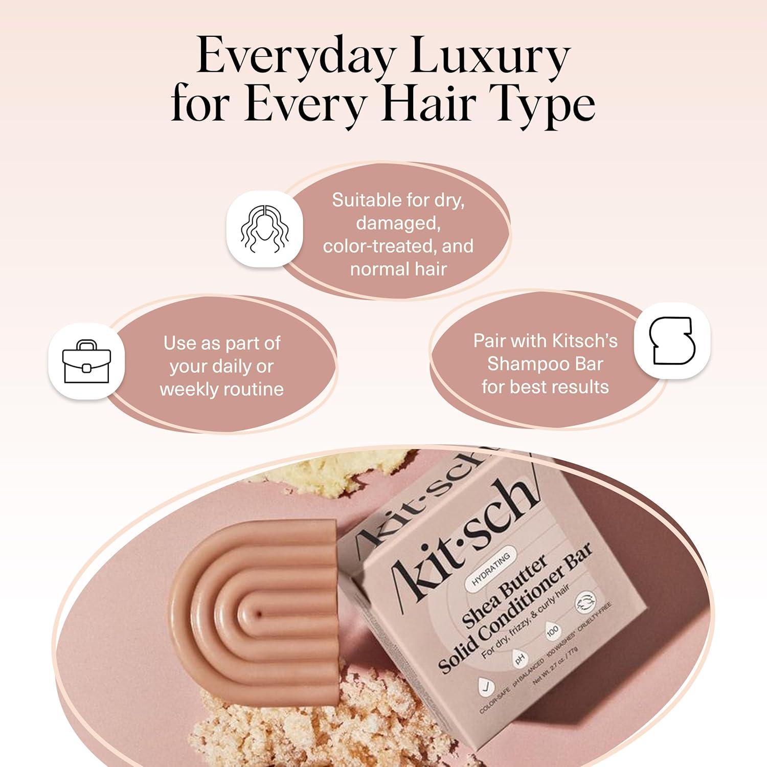 imageKitsch Shea Butter Conditioner Bar  Shea Moisture Conditioner for Soft Hydrated Hair  Solid Hair Conditioner for Hair Care  Paraben Sulfate ampamp SiliconeFree Vegan Made in USA  27 oz
