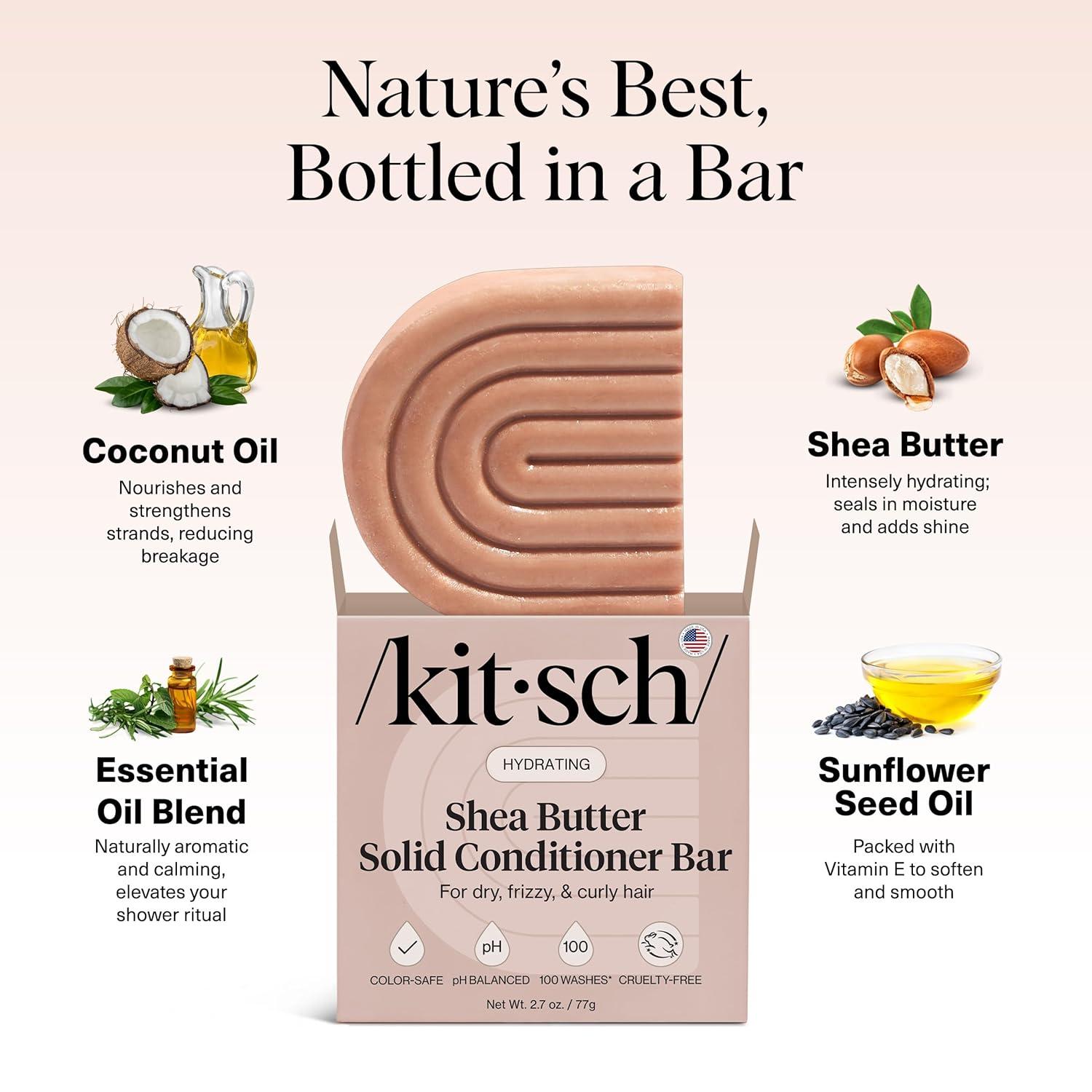 imageKitsch Shea Butter Conditioner Bar  Shea Moisture Conditioner for Soft Hydrated Hair  Solid Hair Conditioner for Hair Care  Paraben Sulfate ampamp SiliconeFree Vegan Made in USA  27 oz