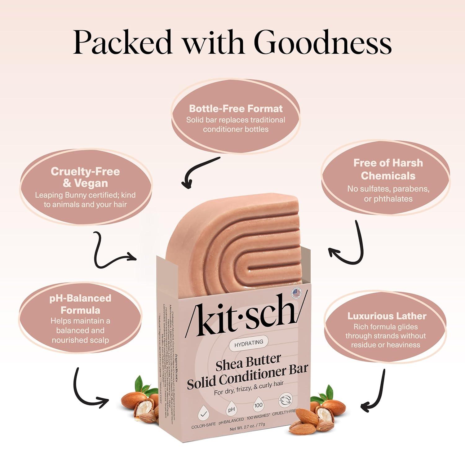 imageKitsch Shea Butter Conditioner Bar  Shea Moisture Conditioner for Soft Hydrated Hair  Solid Hair Conditioner for Hair Care  Paraben Sulfate ampamp SiliconeFree Vegan Made in USA  27 oz