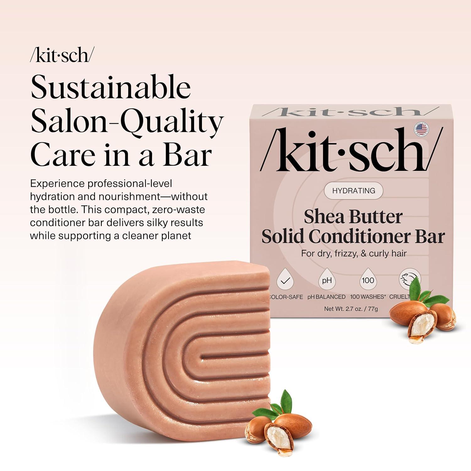 imageKitsch Shea Butter Conditioner Bar  Shea Moisture Conditioner for Soft Hydrated Hair  Solid Hair Conditioner for Hair Care  Paraben Sulfate ampamp SiliconeFree Vegan Made in USA  27 oz
