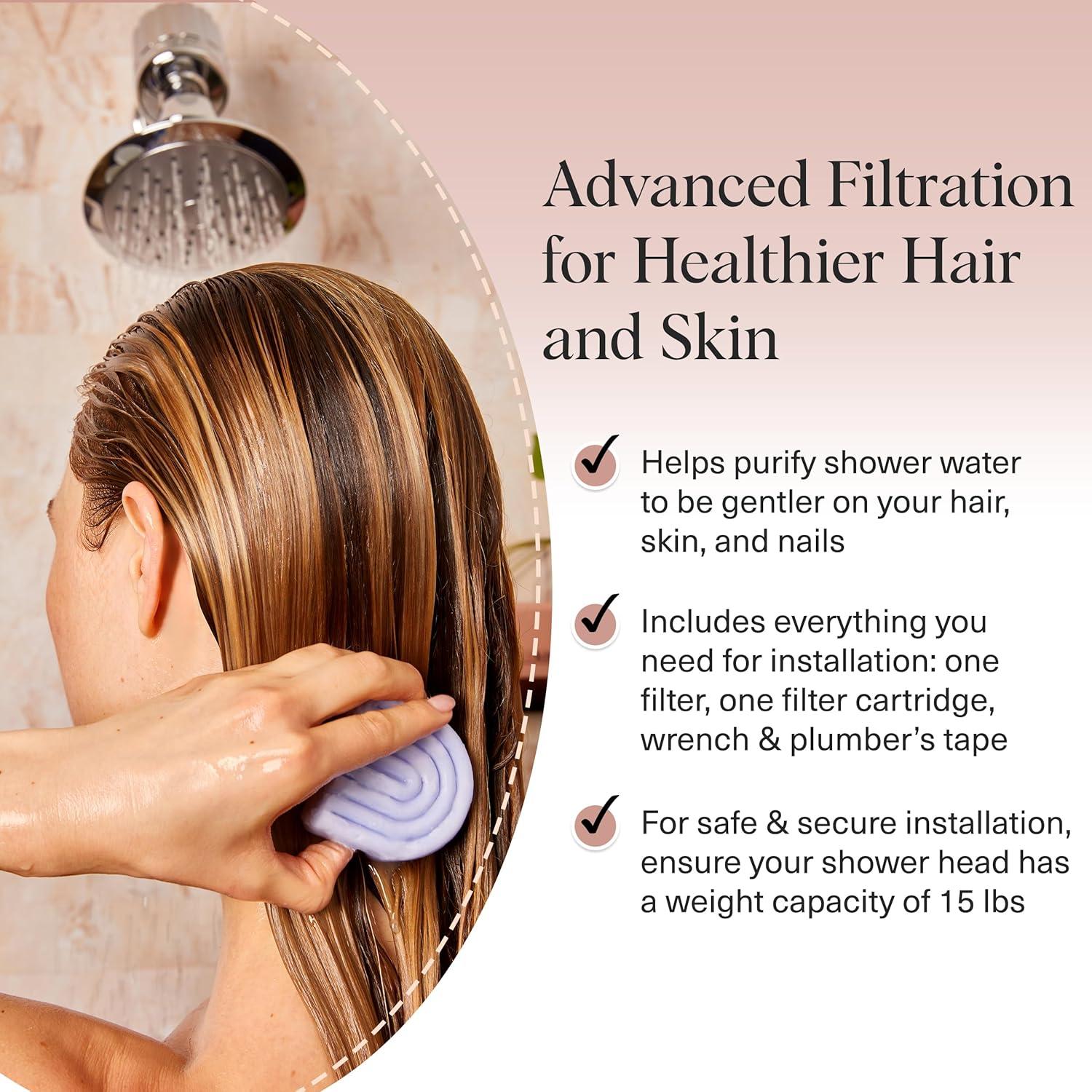 imageKitsch Shower Head Filter for Hard Water  Shower Filter with KDF55 ampamp Calcium Sulfite Helps Reduce Chlorine ampamp Impurities Water Softener  Bathroom Accessories for Healthier Hair ampamp Skin  BlackChrome
