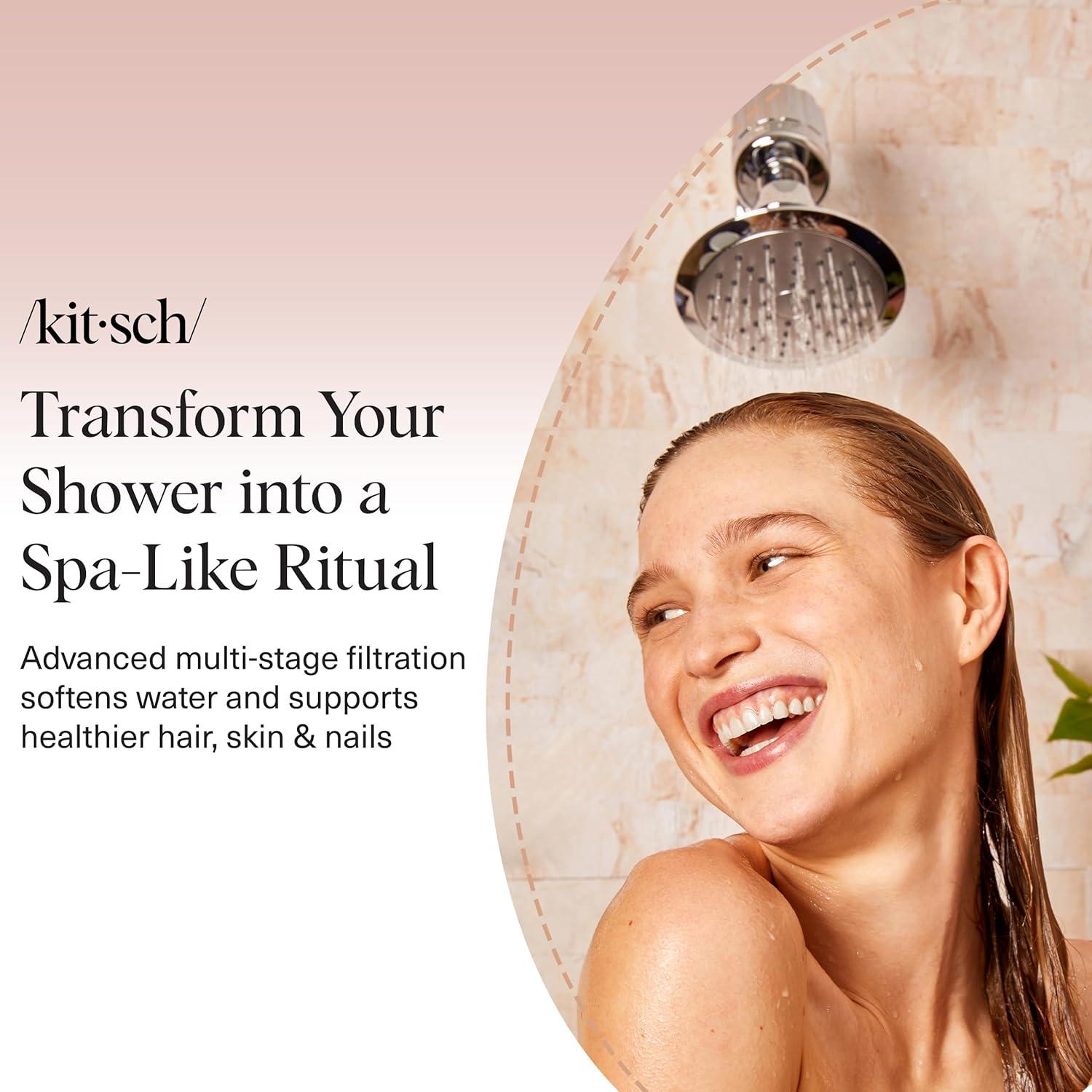 imageKitsch Shower Head Filter for Hard Water  Shower Filter with KDF55 ampamp Calcium Sulfite Helps Reduce Chlorine ampamp Impurities Water Softener  Bathroom Accessories for Healthier Hair ampamp Skin  BlackChrome