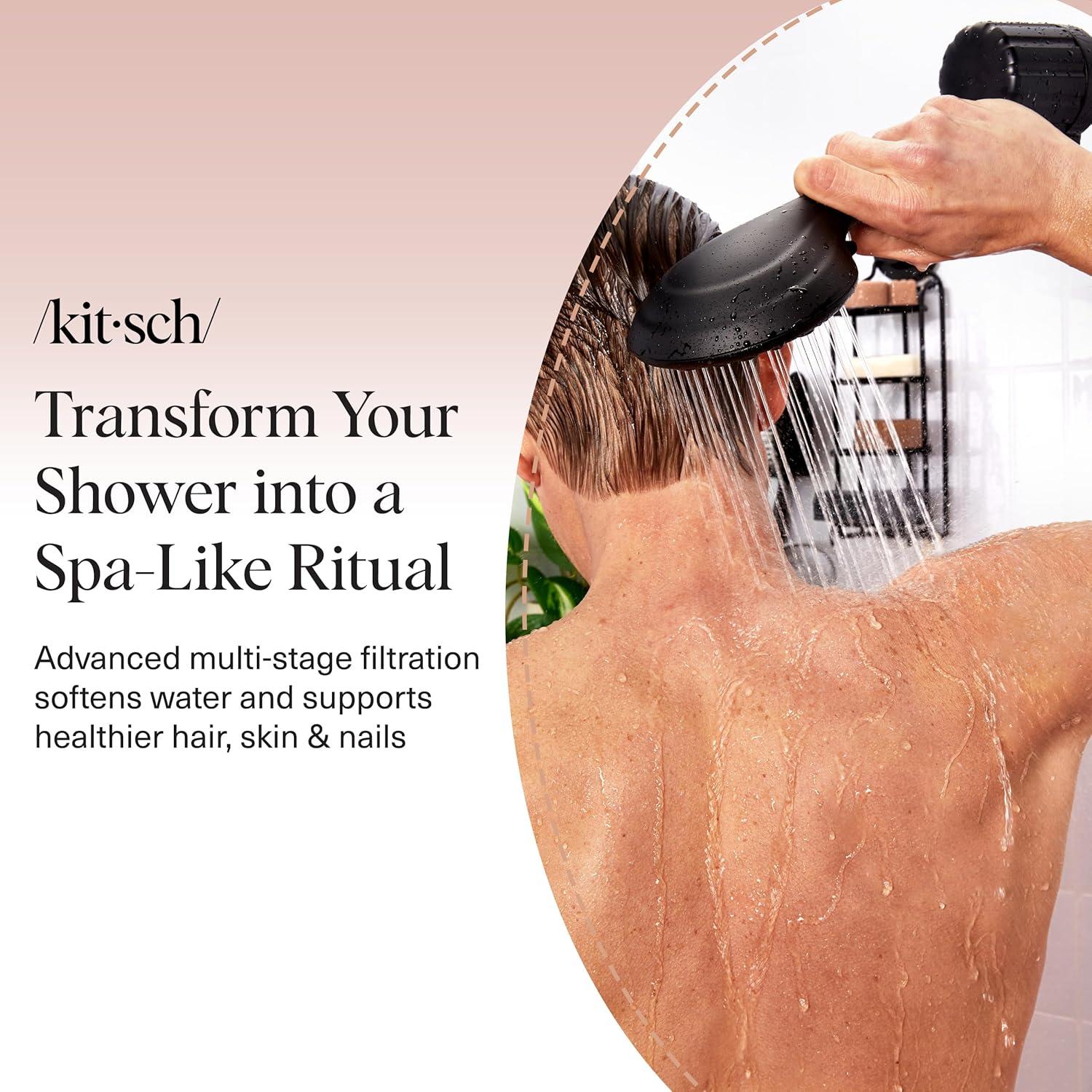 imageKitsch Shower Head Filter for Hard Water  Shower Filter with KDF55 ampamp Calcium Sulfite Helps Reduce Chlorine ampamp Impurities Water Softener  Bathroom Accessories for Healthier Hair ampamp Skin  BlackWhite