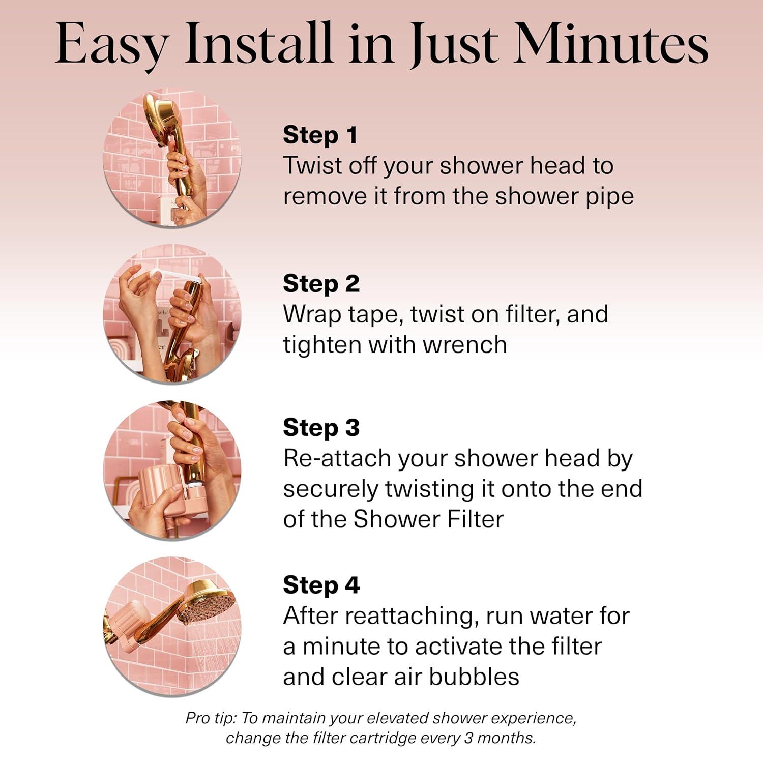 imageKitsch Shower Head Filter for Hard Water  Shower Filter with KDF55 ampamp Calcium Sulfite Helps Reduce Chlorine ampamp Impurities Water Softener  Bathroom Accessories for Healthier Hair ampamp Skin  BlackTerracotta