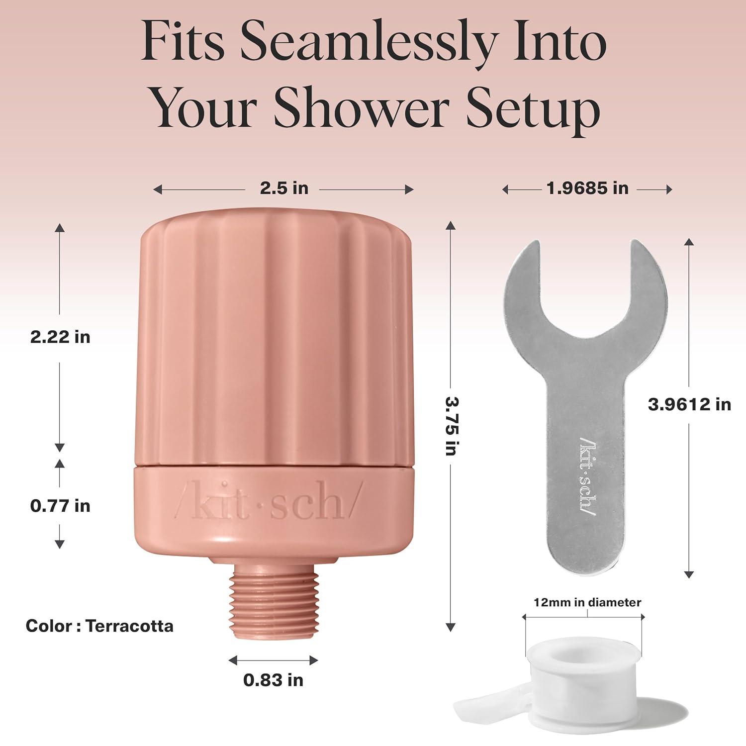 imageKitsch Shower Head Filter for Hard Water  Shower Filter with KDF55 ampamp Calcium Sulfite Helps Reduce Chlorine ampamp Impurities Water Softener  Bathroom Accessories for Healthier Hair ampamp Skin  BlackTerracotta