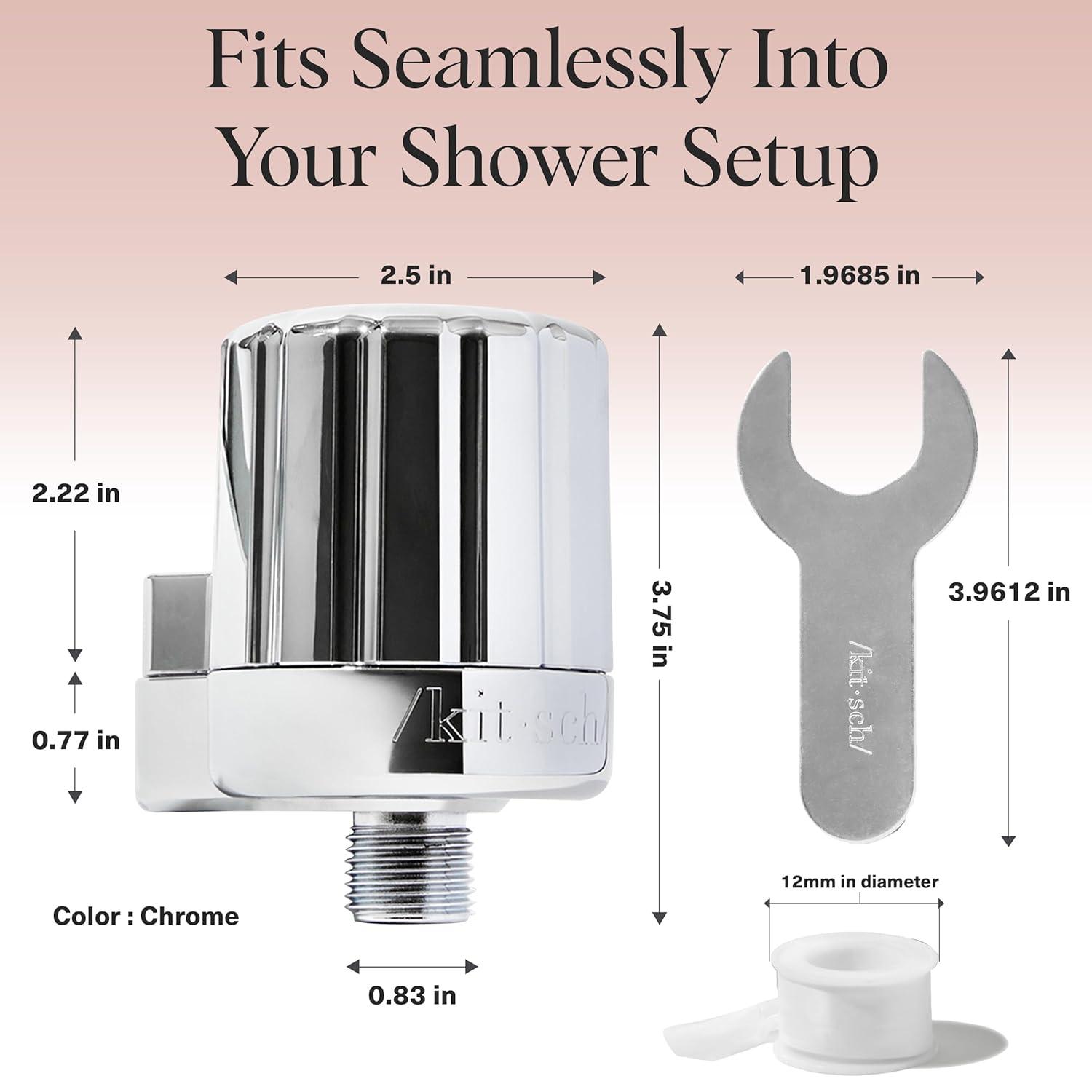 imageKitsch Shower Head Filter for Hard Water  Shower Filter with KDF55 ampamp Calcium Sulfite Helps Reduce Chlorine ampamp Impurities Water Softener  Bathroom Accessories for Healthier Hair ampamp Skin  BlackChrome