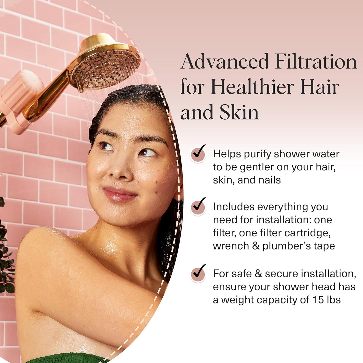 imageKitsch Shower Head Filter for Hard Water  Shower Filter with KDF55 ampamp Calcium Sulfite Helps Reduce Chlorine ampamp Impurities Water Softener  Bathroom Accessories for Healthier Hair ampamp Skin  BlackTerracotta