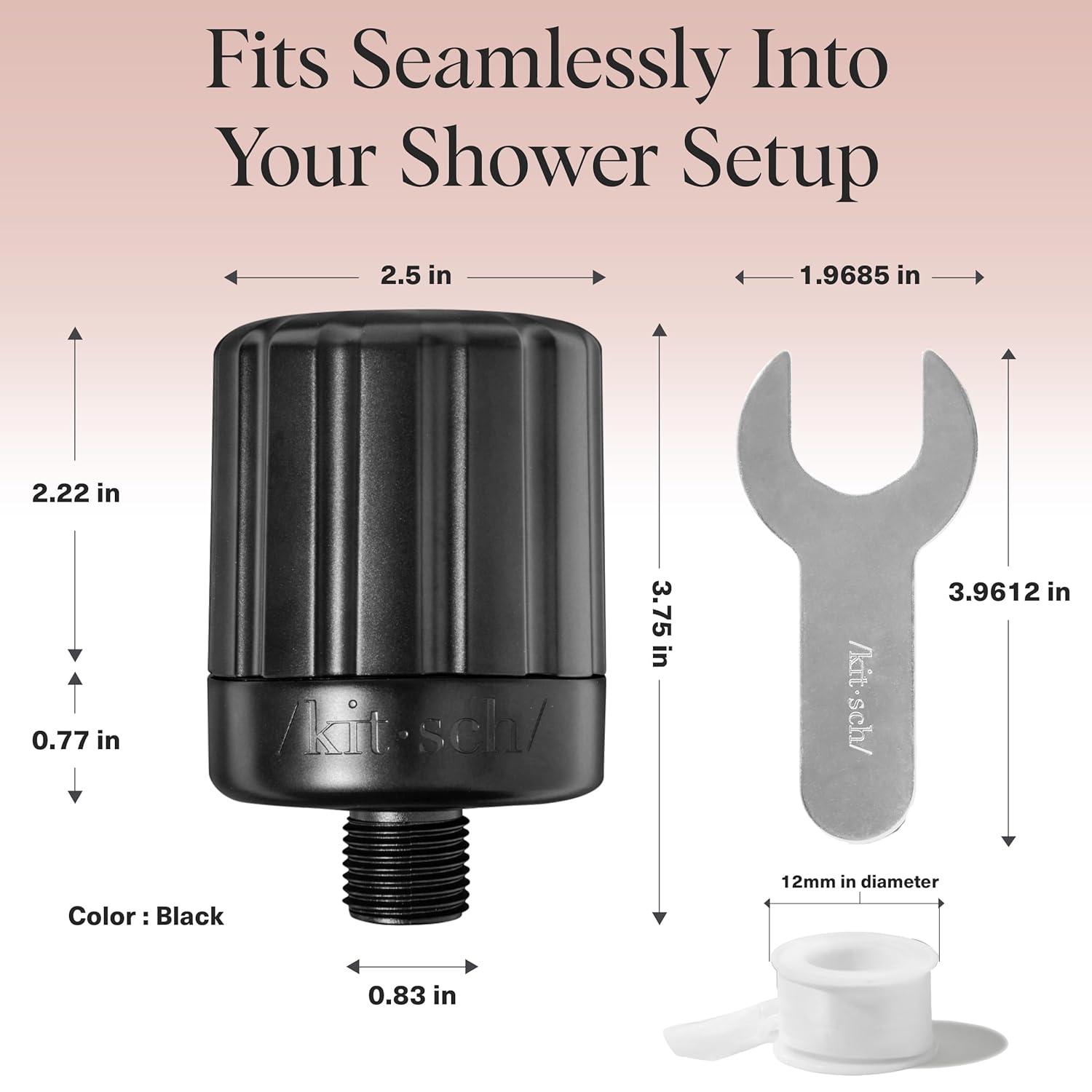 imageKitsch Shower Head Filter for Hard Water  Shower Filter with KDF55 ampamp Calcium Sulfite Helps Reduce Chlorine ampamp Impurities Water Softener  Bathroom Accessories for Healthier Hair ampamp Skin  BlackBlack
