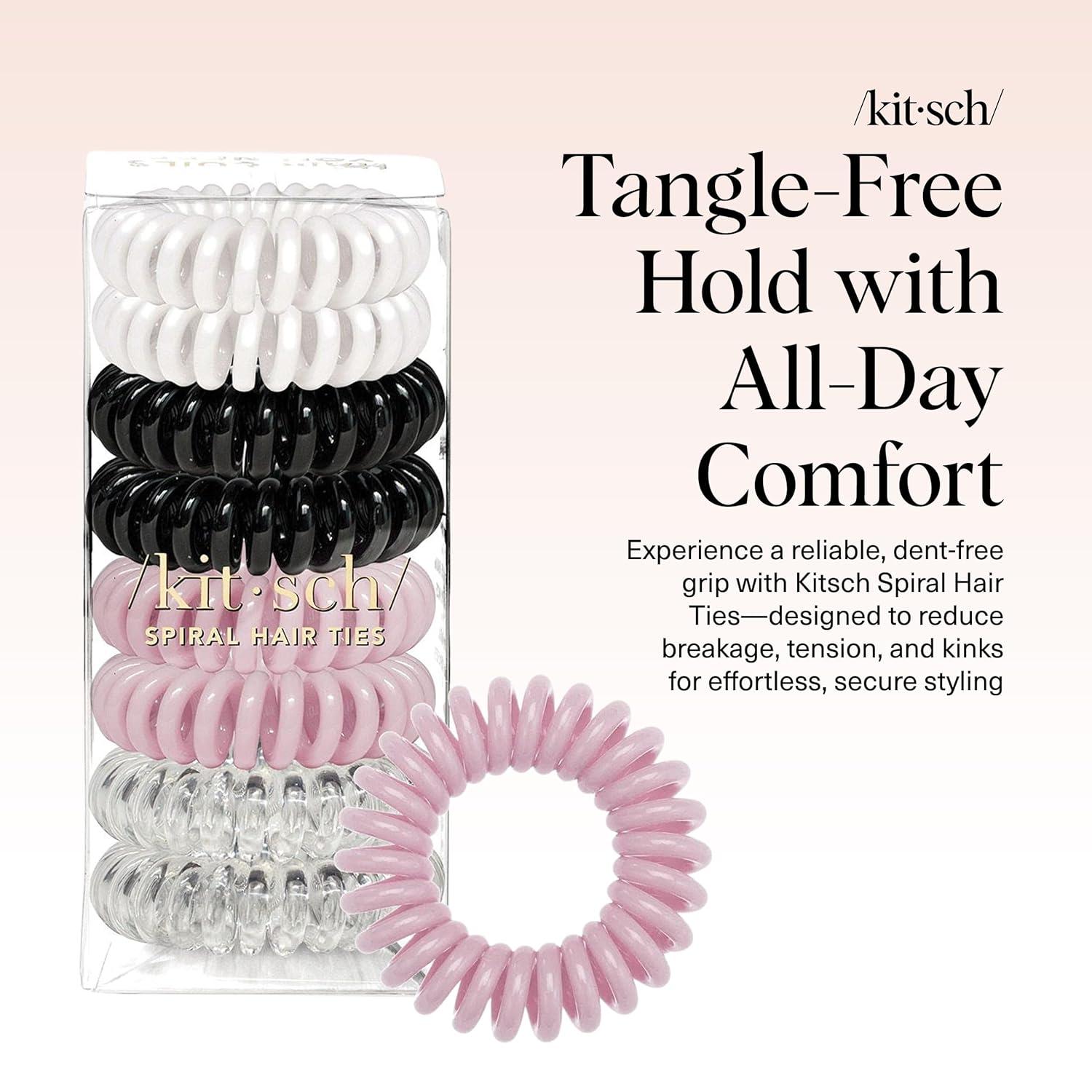imageKitsch Spiral Hair Ties for Women  Creaseless and Dentfree Black Hair Ties No Damage Phone Cord Coils  Made of Flexible and Durable Plastic  Ideal for Daily Use  8pcsWatercolor
