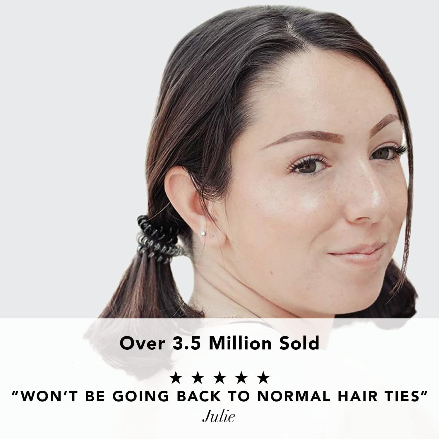 imageKitsch Spiral Hair Ties for Women  Creaseless and Dentfree Black Hair Ties No Damage Phone Cord Coils  Made of Flexible and Durable Plastic  Ideal for Daily Use  8pcsBlack