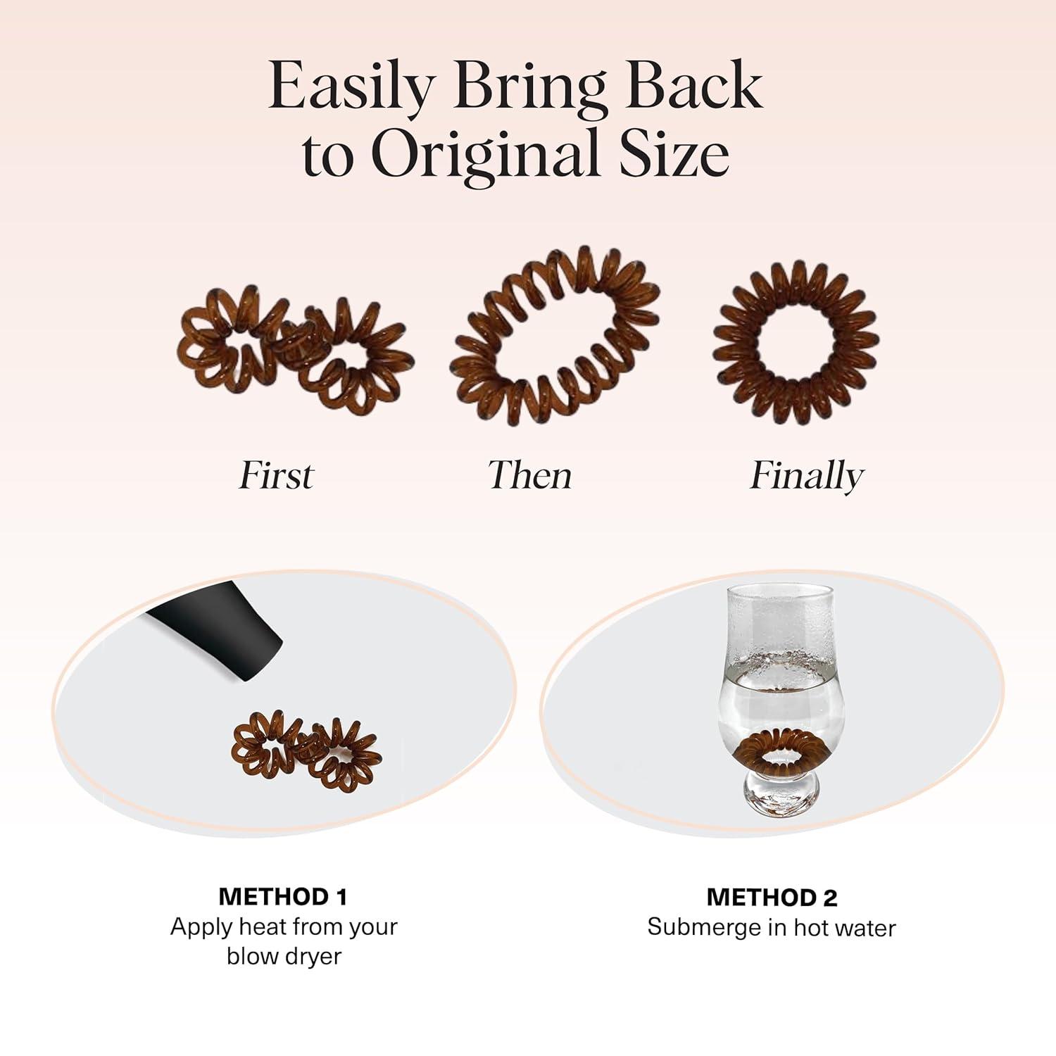 imageKitsch Spiral Hair Ties for Women  Creaseless and Dentfree Black Hair Ties No Damage Phone Cord Coils  Made of Flexible and Durable Plastic  Ideal for Daily Use  8pcsBrunette
