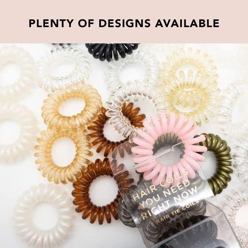 imageKitsch Spiral Hair Ties for Women  Creaseless and Dentfree Black Hair Ties No Damage Phone Cord Coils  Made of Flexible and Durable Plastic  Ideal for Daily Use  8pcsBrunette