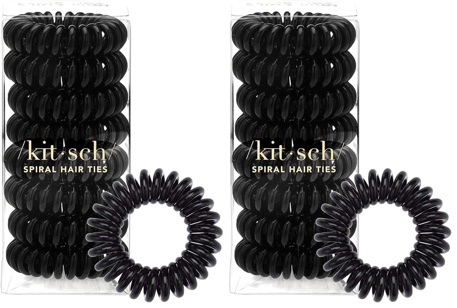 imageKitsch Spiral Hair Ties for Women  Creaseless and Dentfree Black Hair Ties No Damage Phone Cord Coils  Made of Flexible and Durable Plastic  Ideal for Daily Use  8pcsBlack