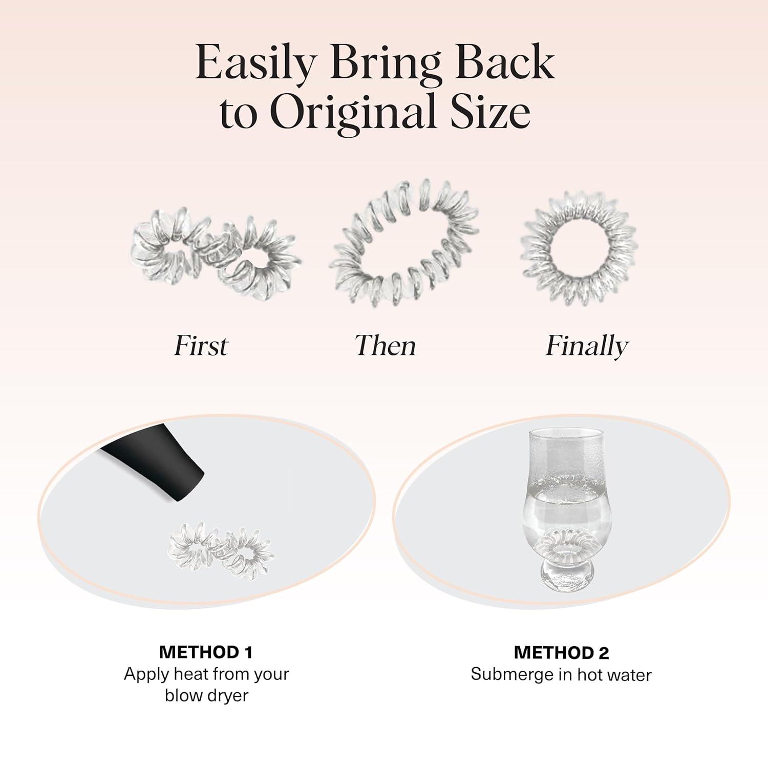 imageKitsch Spiral Hair Ties for Women  Creaseless and Dentfree Black Hair Ties No Damage Phone Cord Coils  Made of Flexible and Durable Plastic  Ideal for Daily Use  8pcsTransparent
