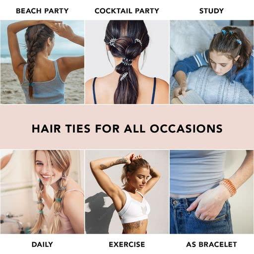 imageKitsch Spiral Hair Ties for Women  Creaseless and Dentfree Black Hair Ties No Damage Phone Cord Coils  Made of Flexible and Durable Plastic  Ideal for Daily Use  8pcsBrunette