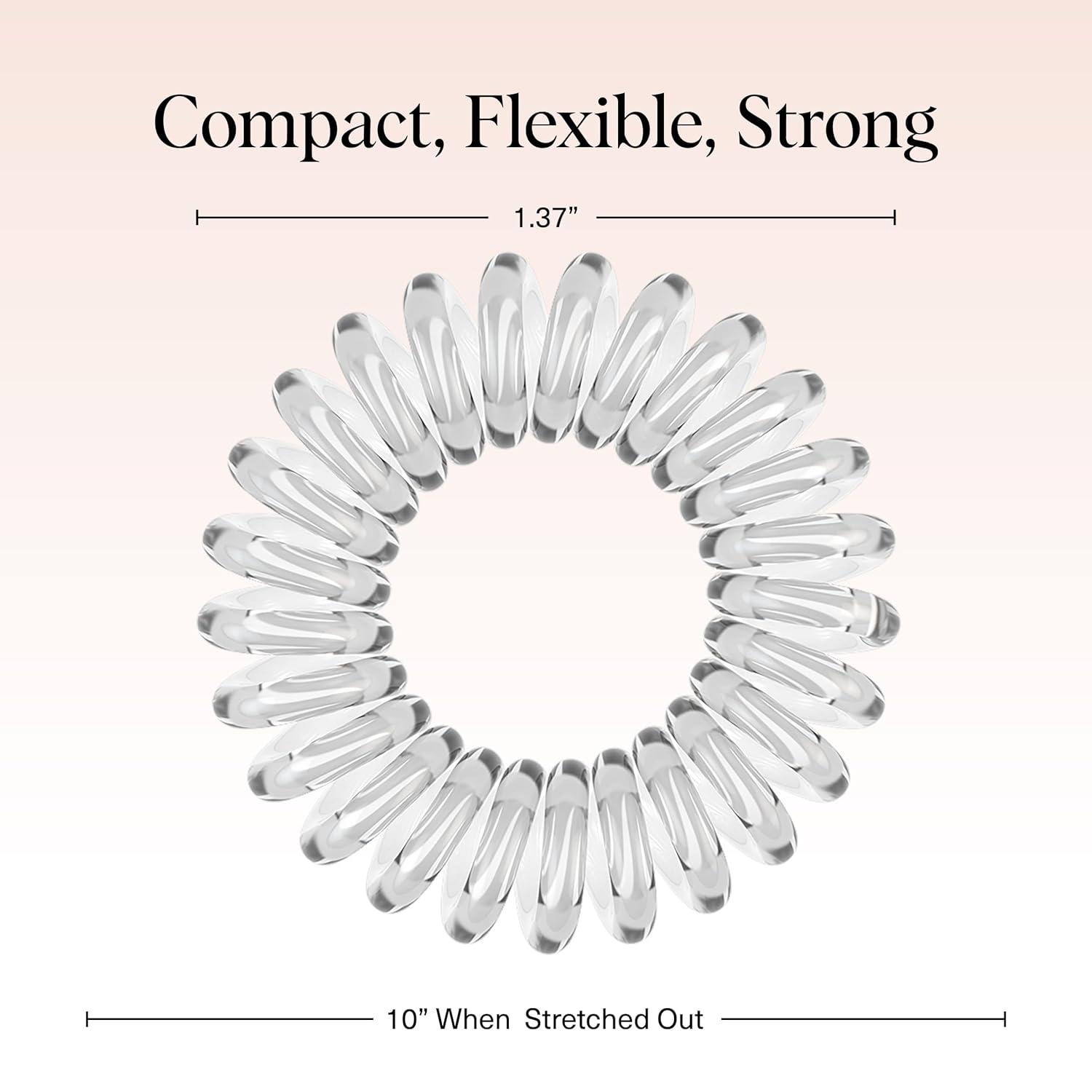 imageKitsch Spiral Hair Ties for Women  Creaseless and Dentfree Black Hair Ties No Damage Phone Cord Coils  Made of Flexible and Durable Plastic  Ideal for Daily Use  8pcsTransparent
