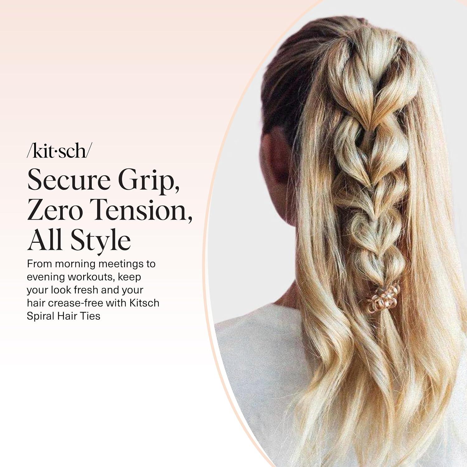 imageKitsch Spiral Hair Ties for Women  Creaseless and Dentfree Black Hair Ties No Damage Phone Cord Coils  Made of Flexible and Durable Plastic  Ideal for Daily Use  8pcsWhite