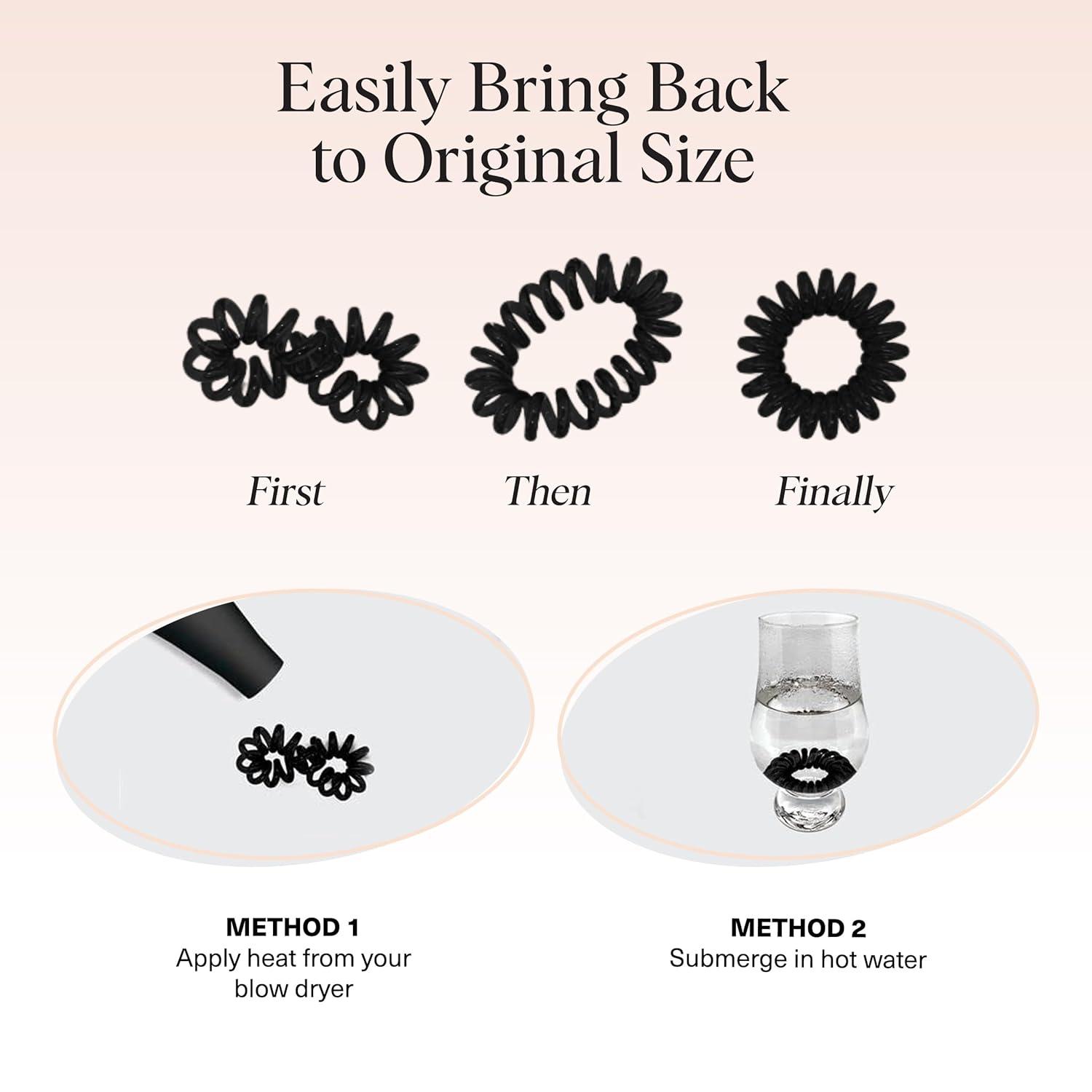 imageKitsch Spiral Hair Ties for Women  Creaseless and Dentfree Black Hair Ties No Damage Phone Cord Coils  Made of Flexible and Durable Plastic  Ideal for Daily Use  8pcsWatercolor