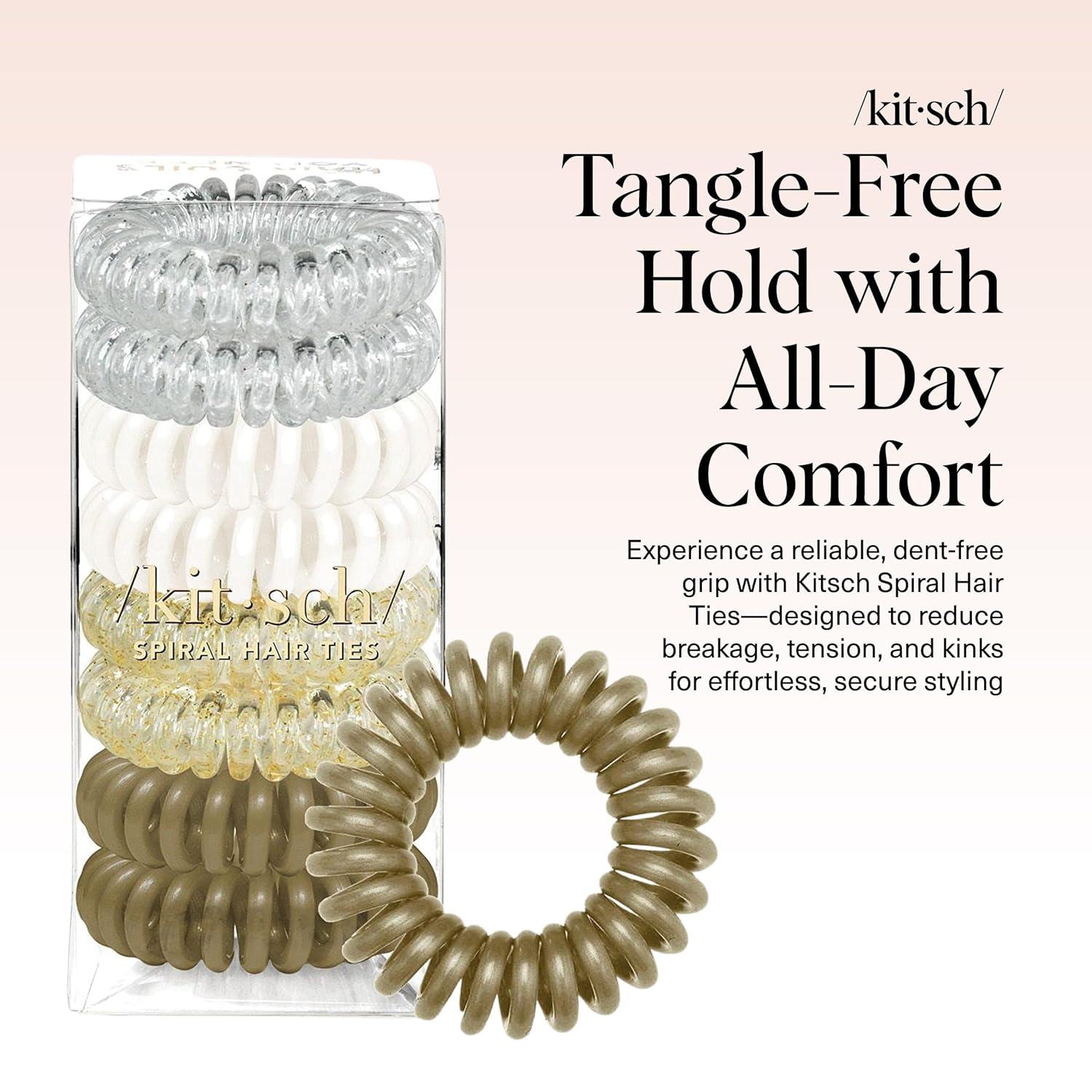 imageKitsch Spiral Hair Ties for Women  Creaseless and Dentfree Black Hair Ties No Damage Phone Cord Coils  Made of Flexible and Durable Plastic  Ideal for Daily Use  8pcsWhite