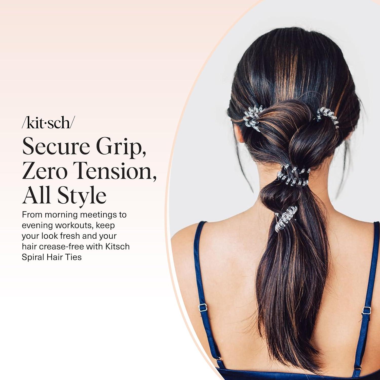 imageKitsch Spiral Hair Ties for Women  Creaseless and Dentfree Black Hair Ties No Damage Phone Cord Coils  Made of Flexible and Durable Plastic  Ideal for Daily Use  8pcsTransparent