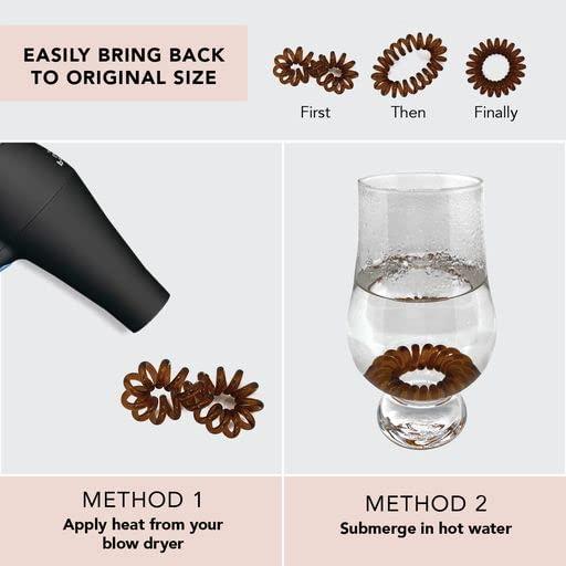 imageKitsch Spiral Hair Ties for Women  Creaseless and Dentfree Black Hair Ties No Damage Phone Cord Coils  Made of Flexible and Durable Plastic  Ideal for Daily Use  8pcsBrunette