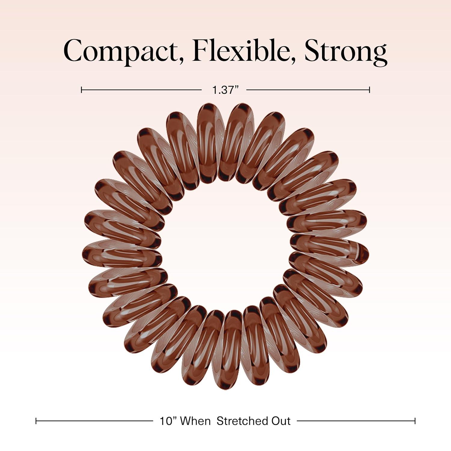 imageKitsch Spiral Hair Ties for Women  Creaseless and Dentfree Black Hair Ties No Damage Phone Cord Coils  Made of Flexible and Durable Plastic  Ideal for Daily Use  8pcsBrunette