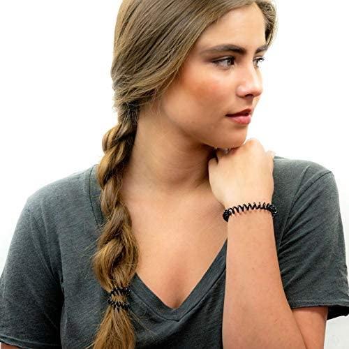 imageKitsch Spiral Hair Ties for Women  Creaseless and Dentfree Black Hair Ties No Damage Phone Cord Coils  Made of Flexible and Durable Plastic  Ideal for Daily Use  8pcsBrunette
