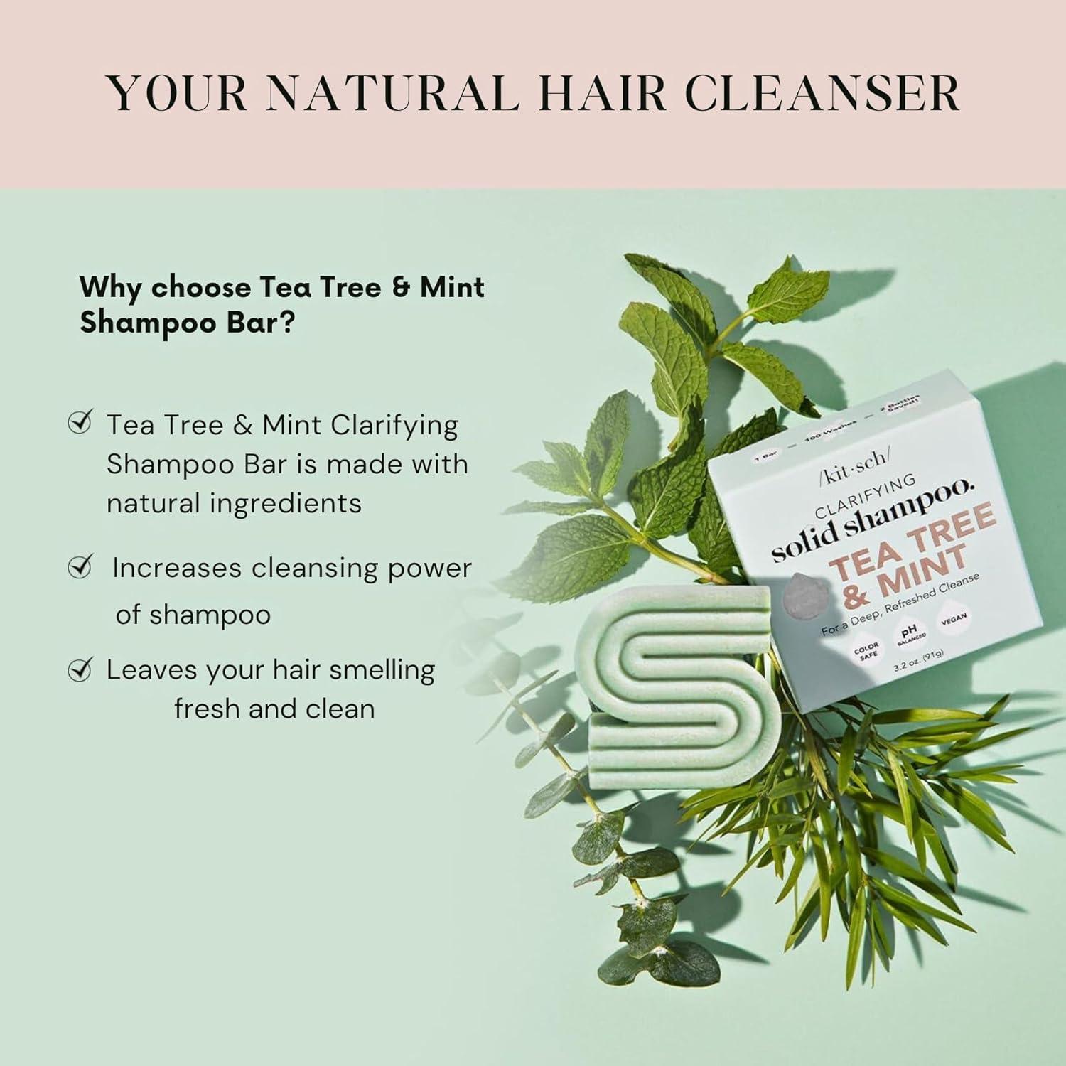 imageKitsch Tea Tree ampamp Mint Shampoo Bar  Anti Dandruff Shampoo for Itchy Scalp and All Hair Types  Natural Hair Shampoo Bar with Mint  Vegan Hair Care Paraben ampamp Sulfate Free Made in USA  32ozTea Tree  Mint Clarifying Shampoo Bar