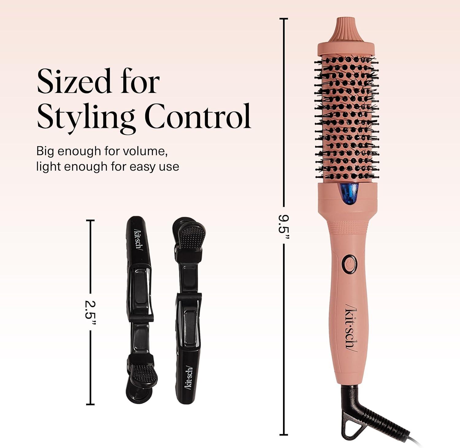 imageKitsch Thermal Brush Heated Round Brush  Barrel Hair Brush ampamp Hair Styling Tool for Smooth Blowouts Volume ampamp Shine Quick HeatUp  FrizzReducing Ceramic Tourmaline Styling for All Hair Types