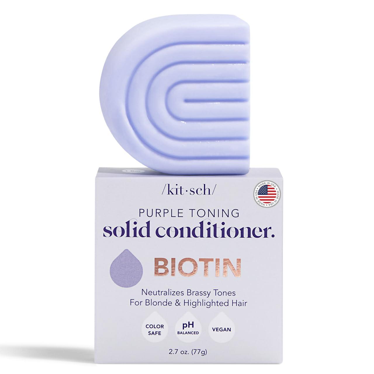 imageKitsch Toning Purple Conditioner For Blondes ampamp Color Treated Hair  Conditioner Bar For Women ampamp Men  With Biotin for Strengthening ampamp Neutralizing Brassy Tones  Vegan Silicone ampamp Sulfate Free  27oz
